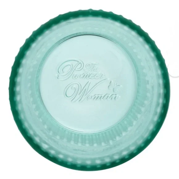 The Pioneer Woman Adeline 16-Ounce Teal Emboss Glass Tumblers, Set of 4 - Picture 3 of 6